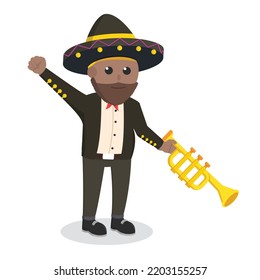 marachi african with trumpet design character on white background