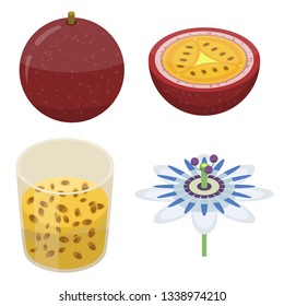 Maracuja icons set. Isometric set of maracuja vector icons for web design isolated on white background