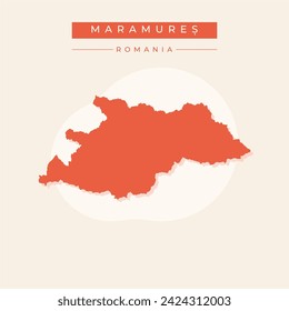 Maramures County (Administrative divisions of Romania, Nord-Vest development region) map vector illustration, scribble sketch Maramures map