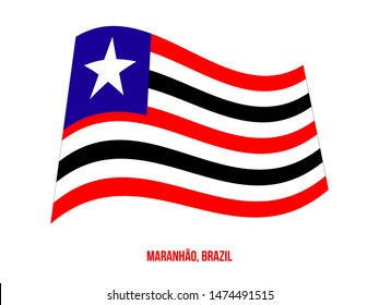 Maranhao Flag Waving Vector Illustration on White Background. States Flag of Brazil.