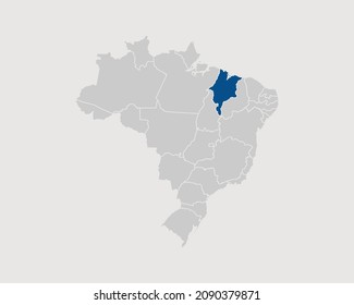 Maranhao Region Highlighted on Brazil Map Eps 10