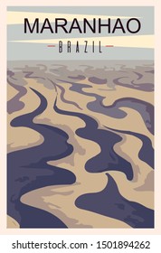 Maranhao retro poster. Maranhao travel illustration. States of Brazil greeting card. 