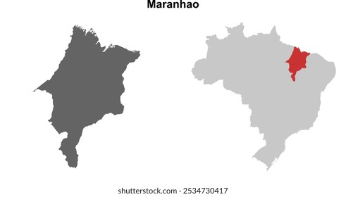 Maranhao state blank outline map set