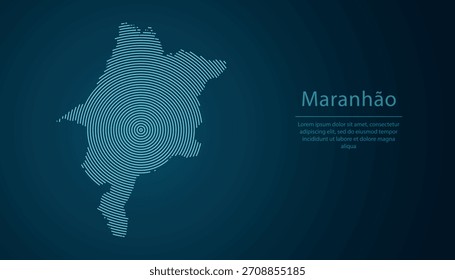 Maranhao, estado de Brasil. Mapa lleno de círculos concéntricos sobre fondo degradado oscuro