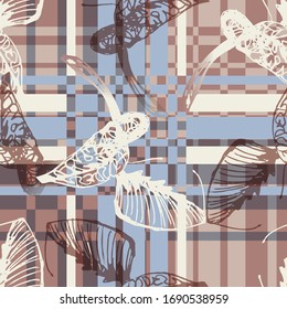 Maranta. Leaves. Vegetation. Seamless vector pattern with flowers, lines and geometry. Hand drawing. Sketch.