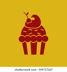 Maraschino Cherry Cupcake vector icon