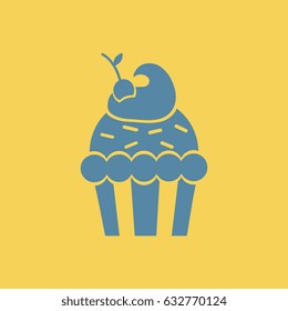 Maraschino Cherry Cupcake vector icon