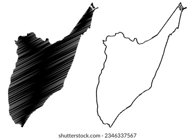 Mapa de ilustraciones vectoriales del municipio de Marataize (estado de Espírito Santo, municipalidades de Brasil, República Federativa de Brasil), dibujo de garabatos Mapa Marataízes