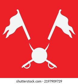 Maratha Empire (1674–1818) Flag Waving Vector Illustration On Red Background.