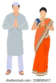 Marathi couple in traditional dress of Maharashtra.