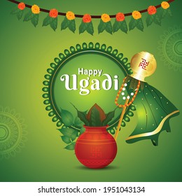 Marathi festival ugadi and gudi padwa beautiful vector illustrated greeting cards