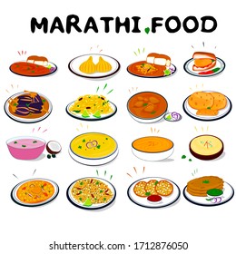 Marathi Food Meal Vector All List Stock Vector (Royalty Free ...