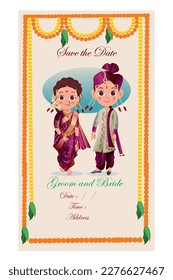 Marathi Maharashtrian wedding standee design vector illustration editable