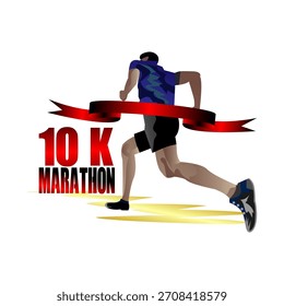 Maratón 10 K logotipo de diseño. ilustración Vector