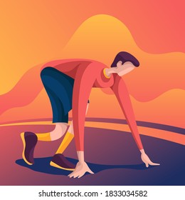 Marathon athletes prepare for a race