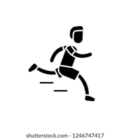 Marathon black icon, vector sign on isolated background. Marathon concept symbol, illustration 