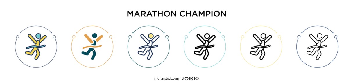 Marathon champion icon in filled, thin line, outline and stroke style. Vector illustration of two colored and black marathon champion vector icons designs can be used for mobile, ui, web