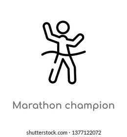 icono de línea vector campeón maratón. Ilustración de elemento simple. ícono de contorno del campeón maratón del concepto deportivo. Puede ser usado para web y móvil