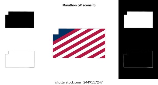 Marathon County (Wisconsin) outline map set