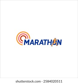 marathon day vector graphic, man running logo, sport competition design template