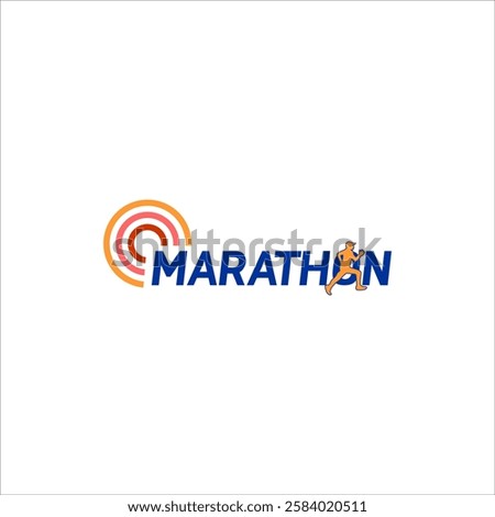 marathon day vector graphic, man running logo, sport competition design template