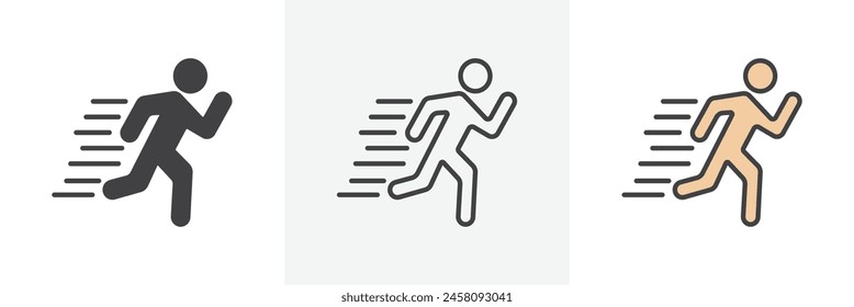 Marathon Icon Set. Endurance Running Vector Symbol.