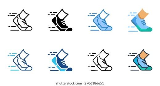 Ícone de maratona definir coleção de vários estilos 
