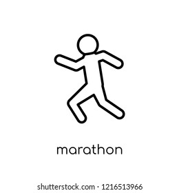 marathon icon. Trendy modern flat linear vector marathon icon on white background from thin line sport collection, editable outline stroke vector illustration
