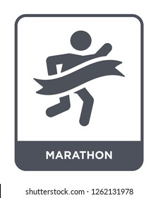 marathon icon vector on white background, marathon trendy filled icons from Sport collection, marathon simple element illustration