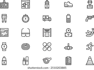 La colección de iconos de maratón es una Ilustración vectorial con trazo editable.