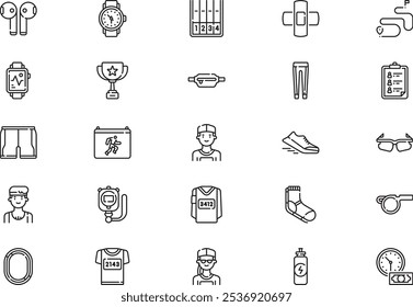 Marathon icons collection is a vector illustration with editable stroke.