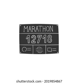 Marathon Identificator Icon Silhouette Illustration. Run Sport Vector Graphic Pictogram Symbol Clip Art. Doodle Sketch Black Sign.