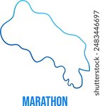 Marathon island simplified, outline blue gradient map 