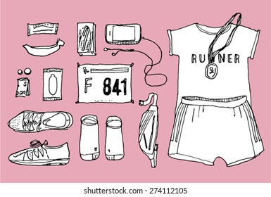 marathon item run  illustration vector sketch isolated