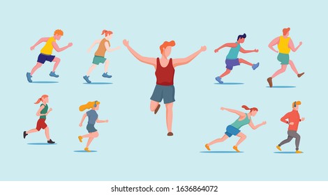 Marathon, Jogging, Run Flat Illustration Vector