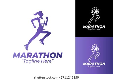 Logotipo de maratón Abstractas icono de carrera larga