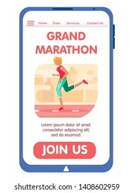 a marathon participant is running, girl goes in for sports ,vector illustration for web sites and landing pages