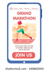 a marathon participant is running, girl goes in for sports ,vector illustration for web sites and landing pages