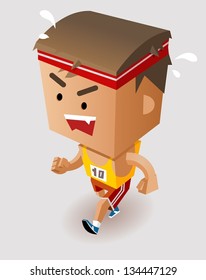 Marathon Player Running. Vector Illustration