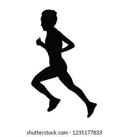 Marathon racers running. Marathon people vector silhouette illustration. Healthy lifestyle women and man. Traditional sport race. Urban runners on the street. 