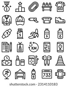 Marathon related icon set 2, line style vector illustration