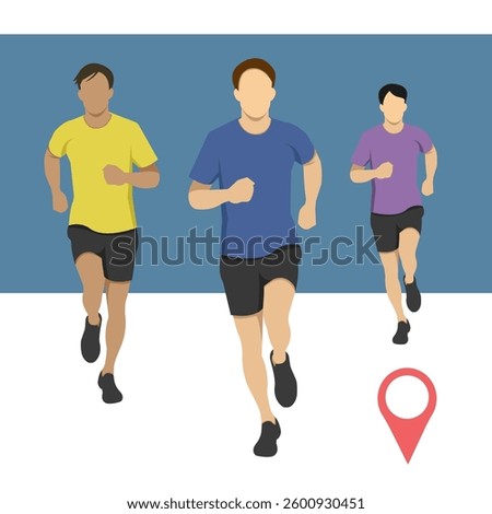 Marathon run. Group of running people