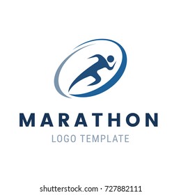 Marathon run logo template. Run man symbol. Vector illustration of fast running man