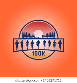 Marathon run logo vector graphic of illustration