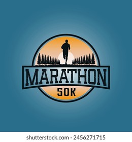 Marathon run logo vector graphic of illustration