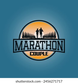 Gráfico de Vector de logotipo de carrera de maratón de ilustración