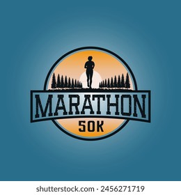 Marathon run logo vector graphic of illustration