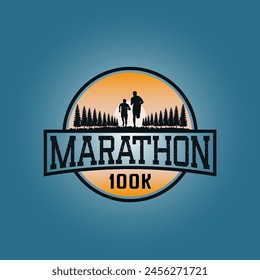 Gráfico de Vector de logotipo de carrera de maratón de ilustración