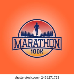 Marathon run logo vector graphic of illustration
