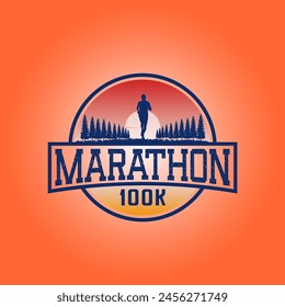 Marathon run logo vector graphic of illustration